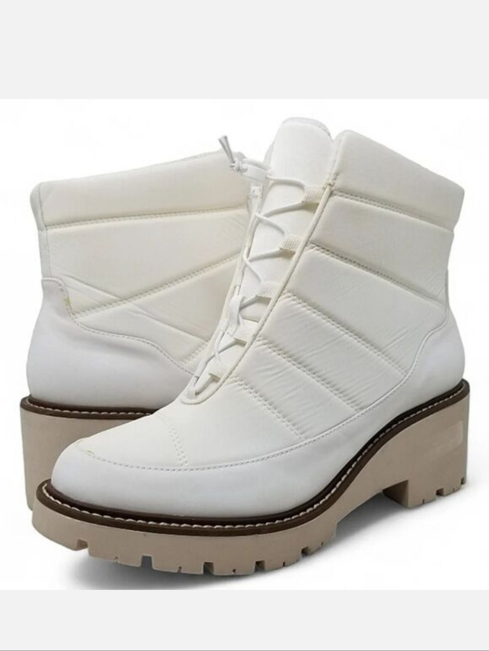 Blondo Daisy  Waterproof Lug Sole Boot in White Nylon